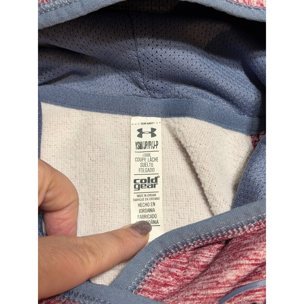 Under Armour Hoodie Kids Small Pink Pullover Preloved - Picture 6 of 9